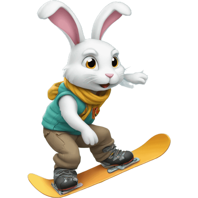 Bunny snowboarding  emoji