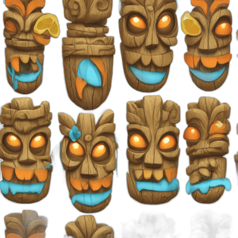 Tiki with colors blue and orange-butterflyl-tornado-fun emoji