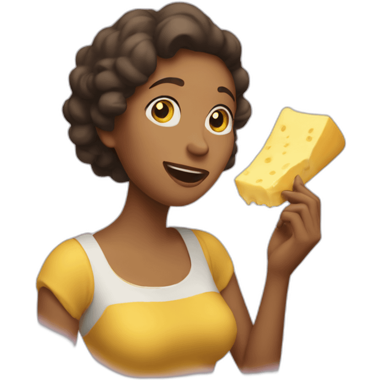 Woman eating a whole stick of butter emoji