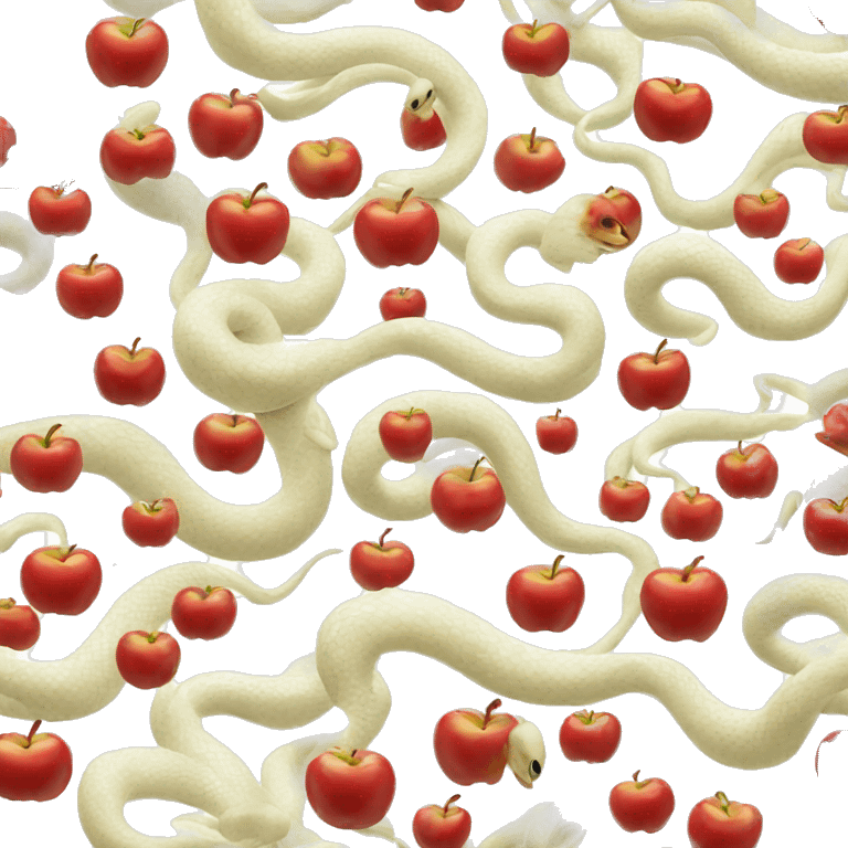 White Snake, red apple,  emoji