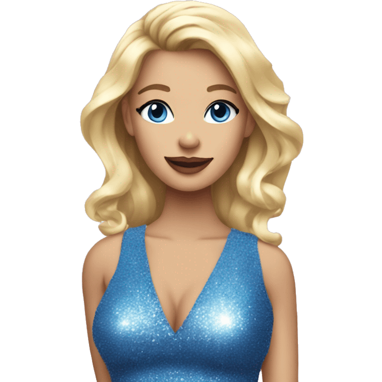 Pretty blonde singer in sparkly blue and pink dress  emoji