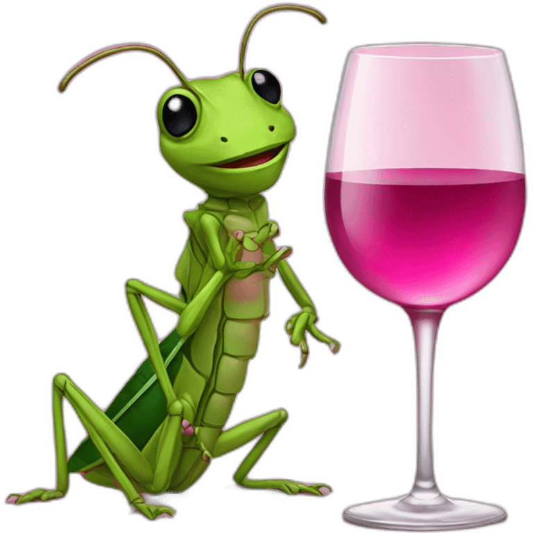 grasshopper with a glass of pink wine emoji