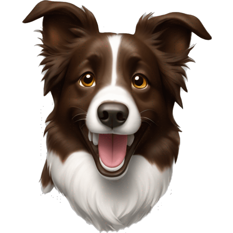 Brown border collie ear up laughing emoji