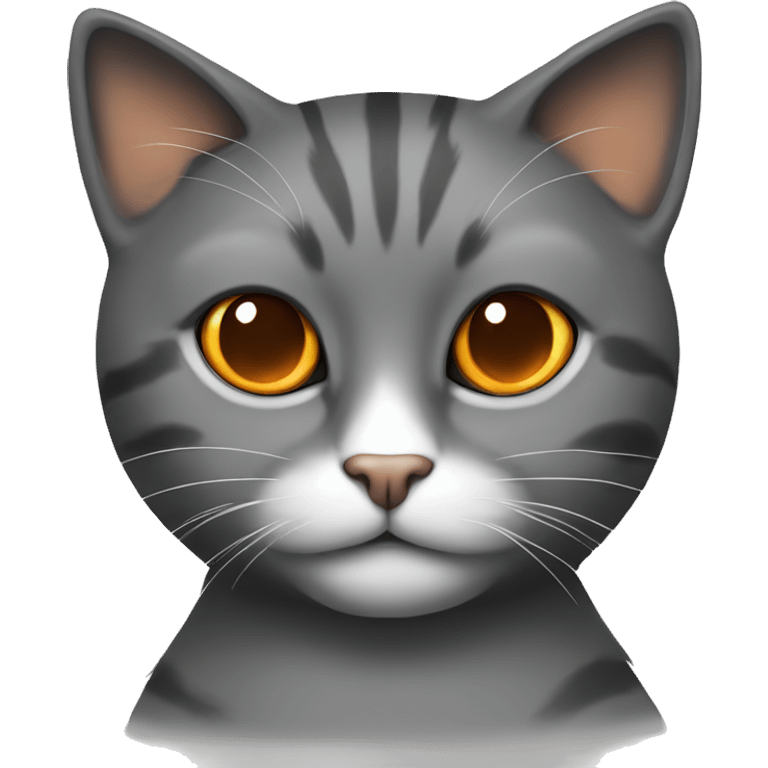 Cat with orange eye, orange and withe nose and black face emoji