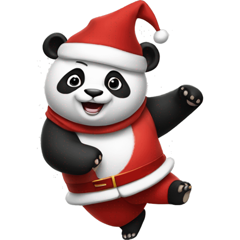 Dancing Panda dressed as Santa  emoji