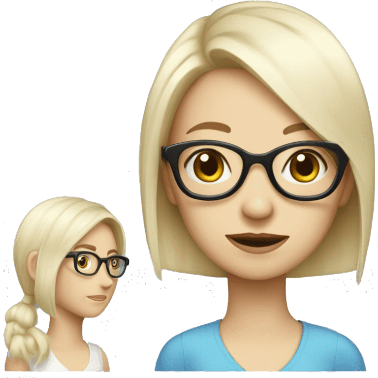 Generate a very pale girl with a shirt back haircut and glasses  emoji