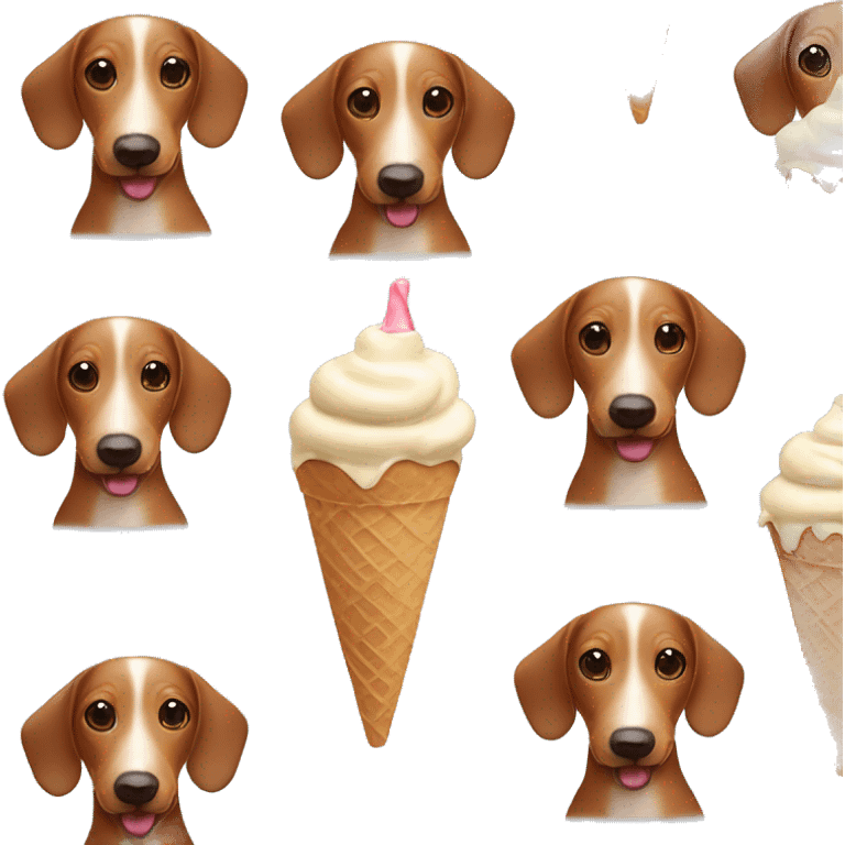 a weiner dog eating ice cream emoji