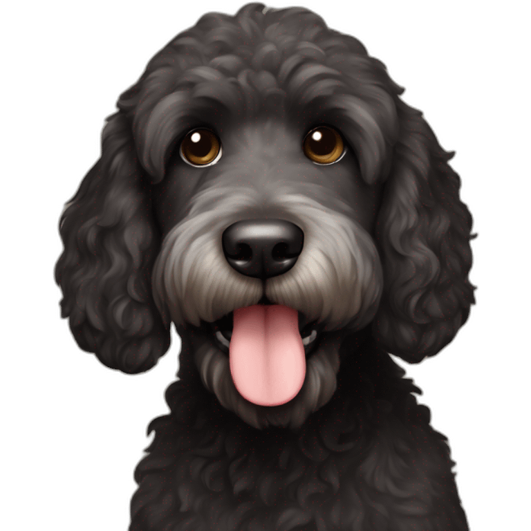 black face labradoodle dog with white chin and chest emoji