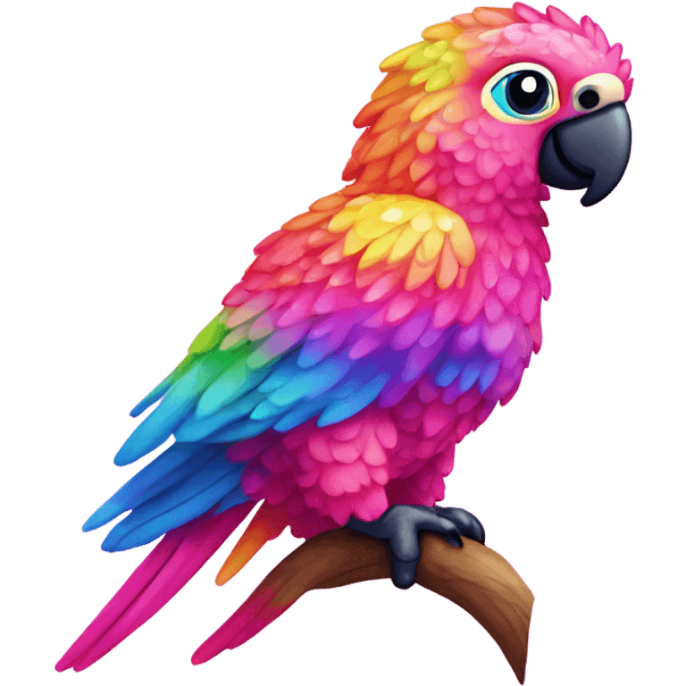 Lisa frank rainbow sparkly pink parrot  emoji