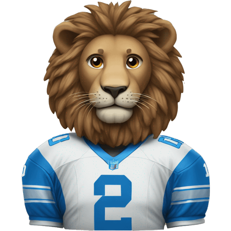 A lion wearing a Detroit Lions jersey  emoji