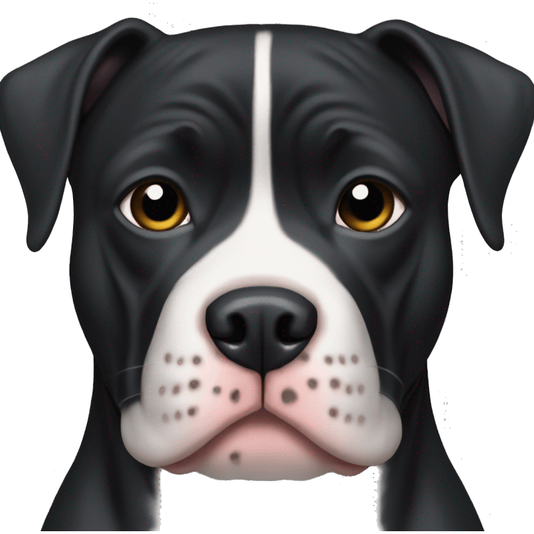 Black Pitbull with a white stripe down the middle of the face emoji