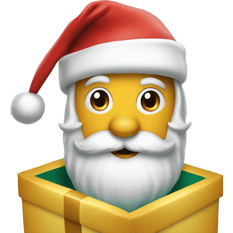 Santa Claus looks out of a gift box emoji