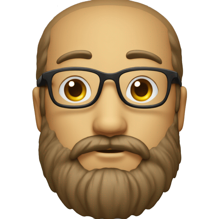 Tête avec une barbe des cheveux et des lunettes rondes emoji