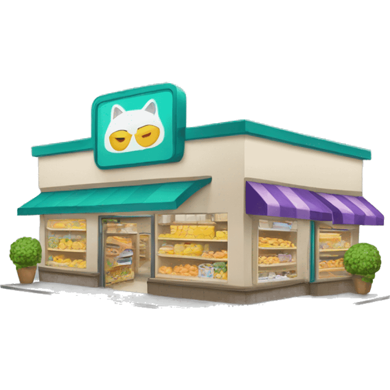 Shopping mart in the shape of a cat emoji