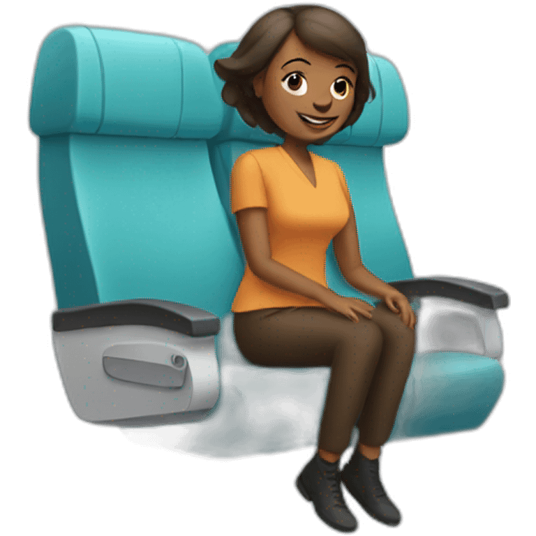 woman riding plane sitting on it emoji