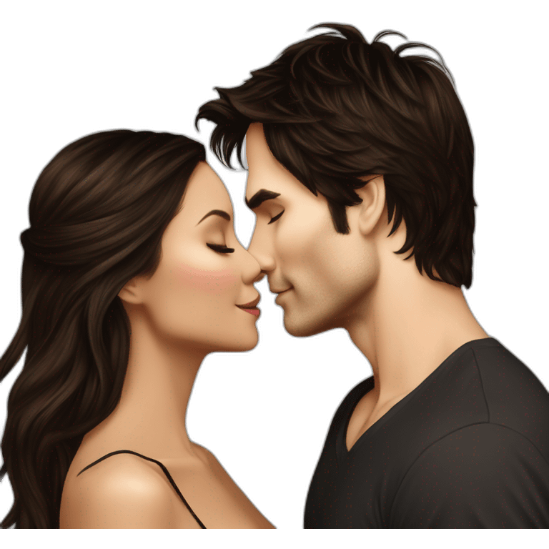 Ian Somerhalder kissing Nina Dobrev emoji