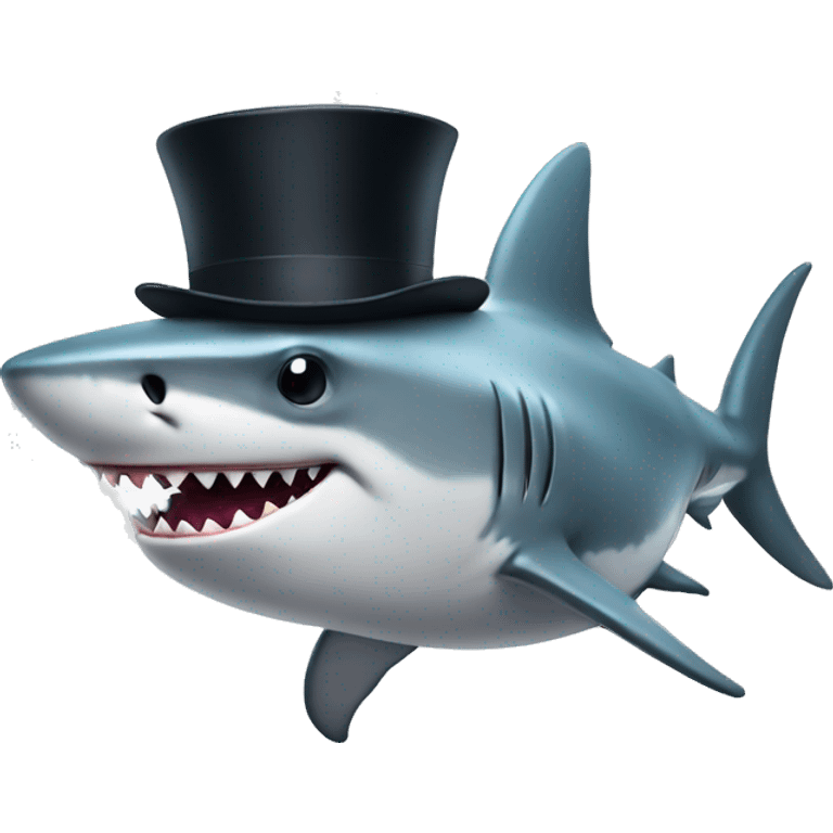 Shark with a top hat emoji