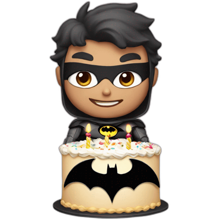 Batman with a birthday cake emoji