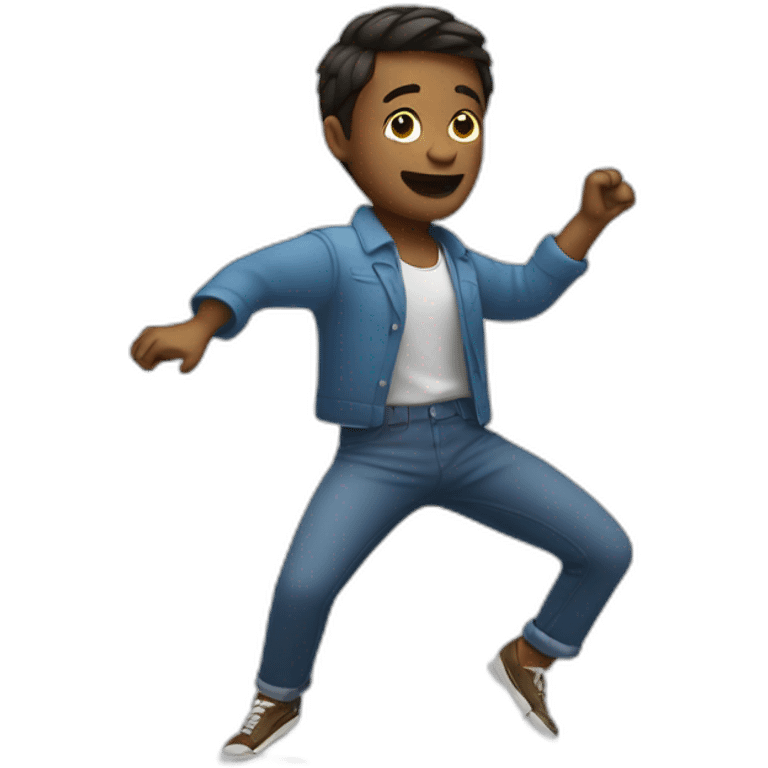 dancing man with a car emoji