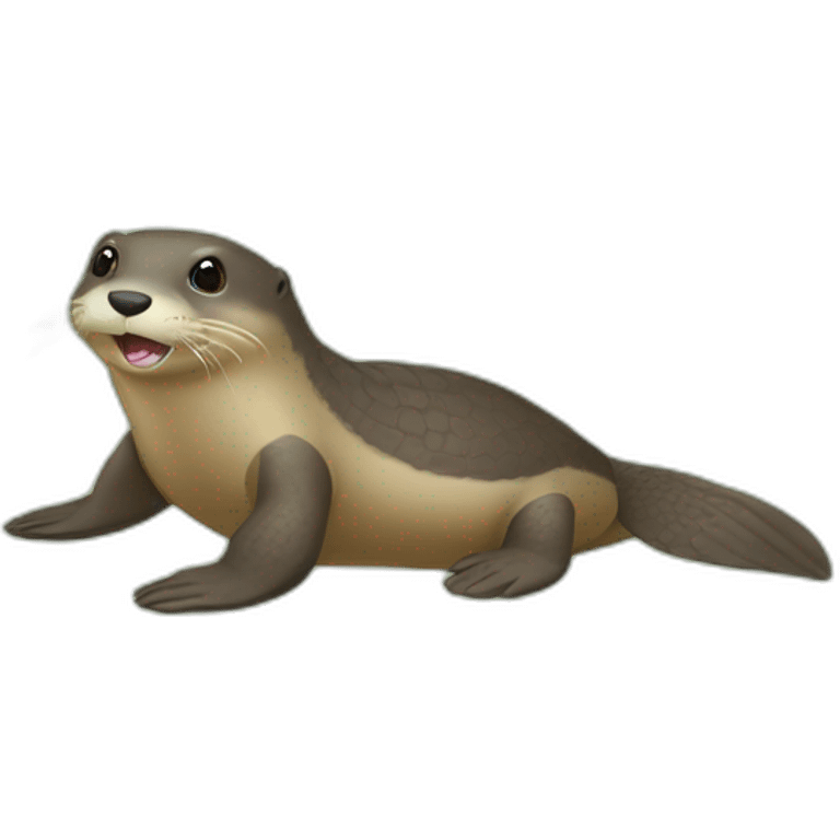 une loutre sur une tortue emoji