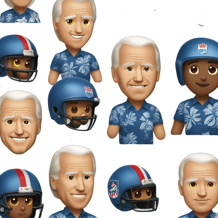 Joe Biden wearing a football helmet and a Hawaiian shirt emoji