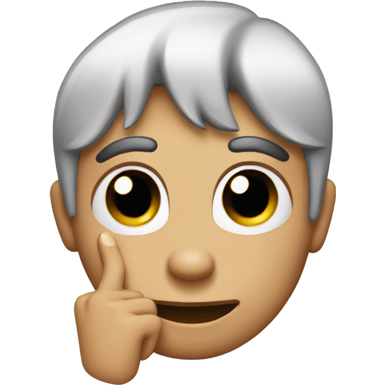 Emoji with one eyebrow raised and one finger shushing emoji