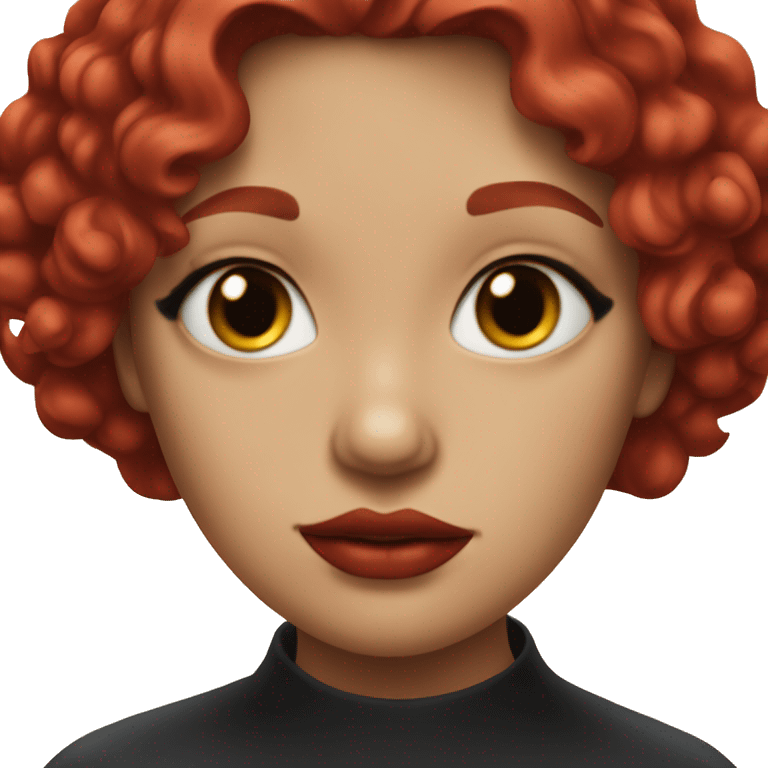 sophie xeon girl with red wavy hair cut and fever red lips emoji