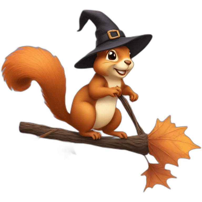 squirrel on a witch's broom emoji