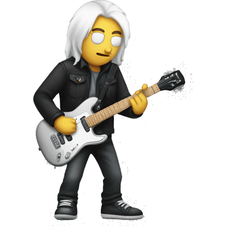 Guy with guitar listening to metal emoji