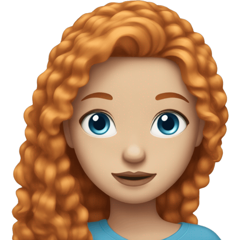 Beautiful girl with long ginger hair blue eyes and really long eyelashes emoji