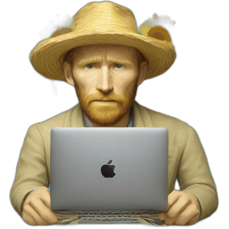 Vincent van Gogh working on a macbook emoji