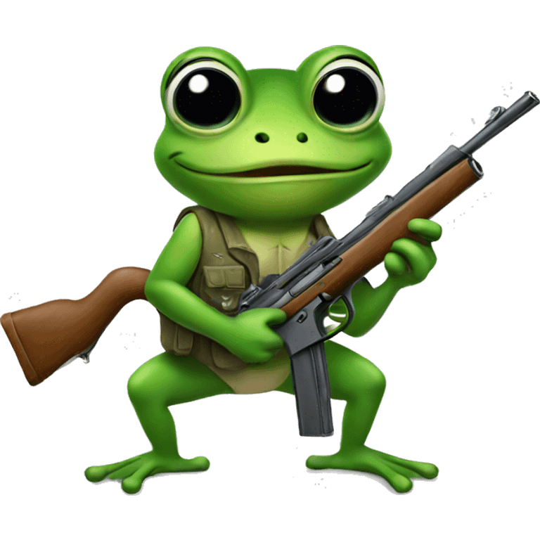 Frog holding gun emoji