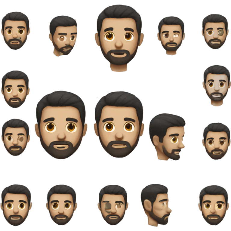 full Man with short black hair and circle beard emoji