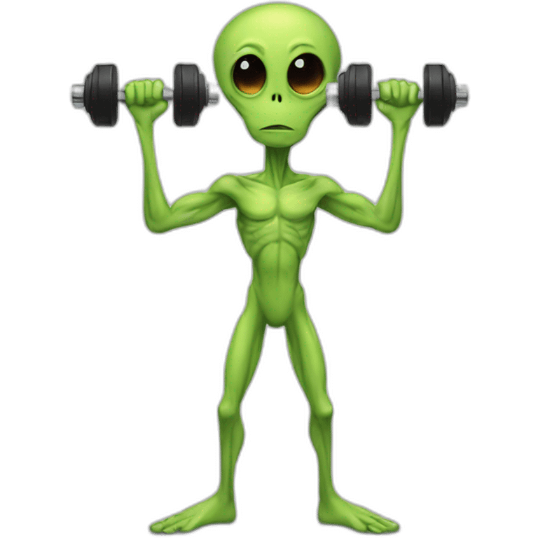 skinny alien with dumbbells emoji