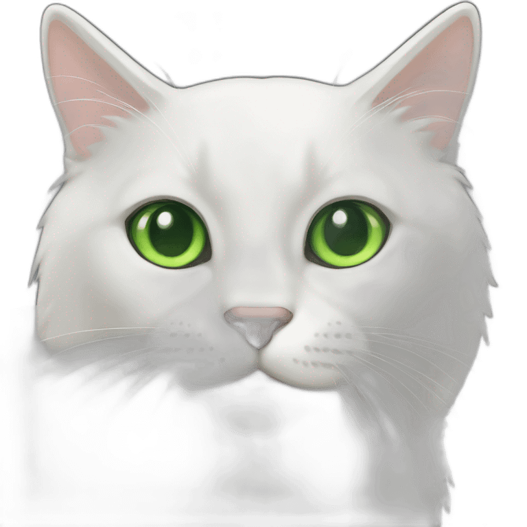 Black cat with green eyes and white chin emoji