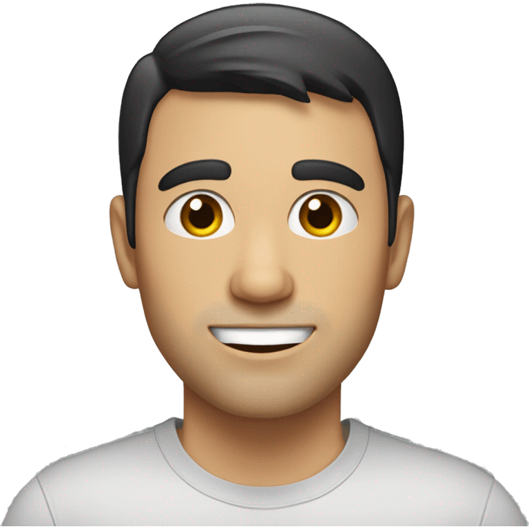 A 30 year old, caucasian man, with short black hair,   wearing a tshirt. emoji