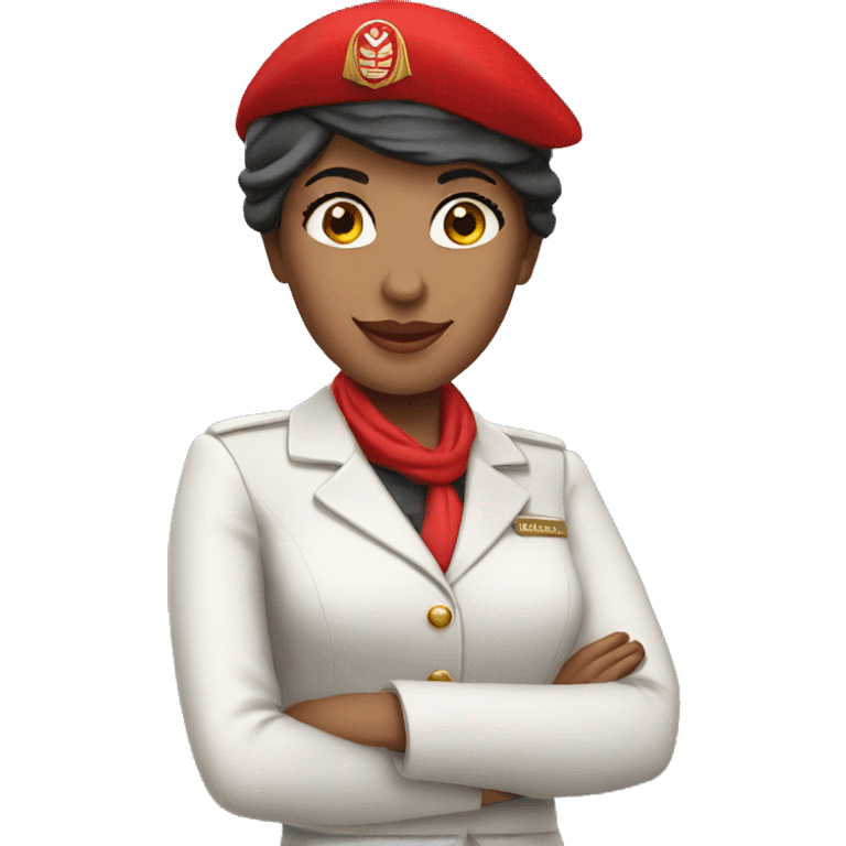 Emirates Airlines stewardess with red beret and white scarf emoji