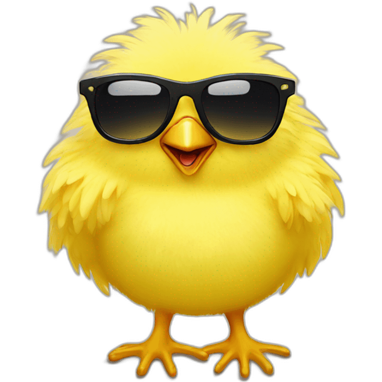 yellow fluffy chick with sunglasses emoji