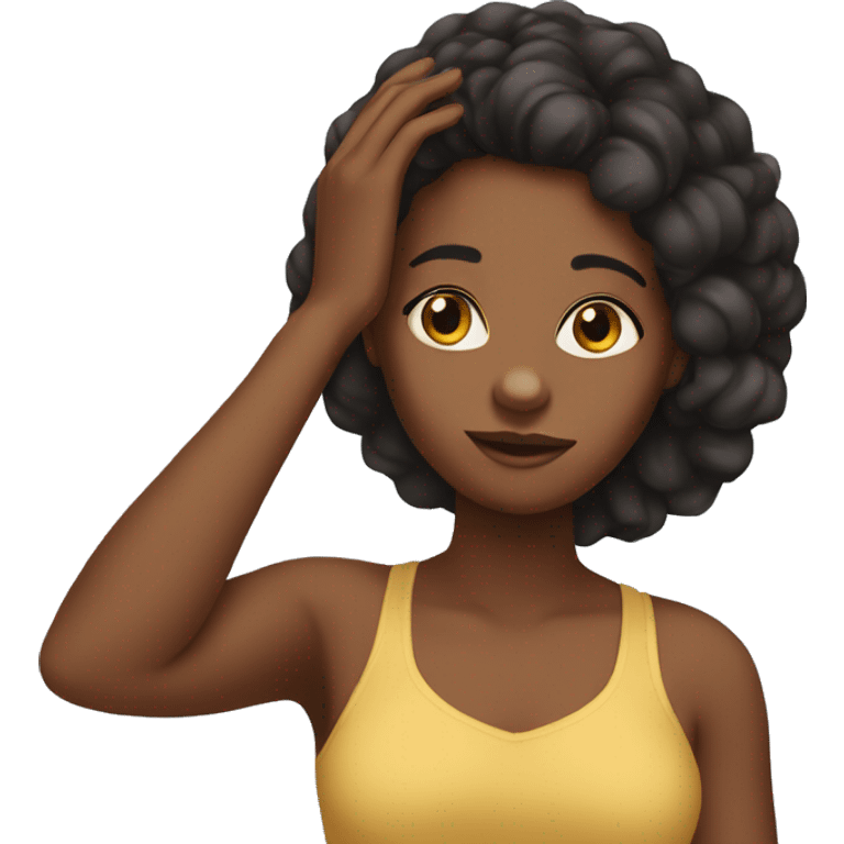 brown skin black girl with her hand on her head emoji