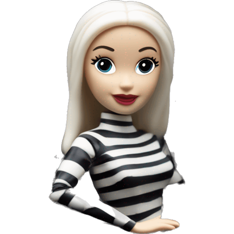 Princess Leia Barbie, 1910 teen Morticia Addams from academy, in dark-gray and black striped outfit. Smiling Driving Mercedes convertible sports car. Pale-white porcelain skin.  emoji