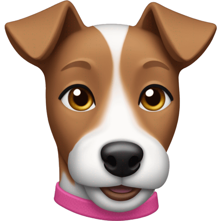  AI generated sticker of a brown female mini fox terrier pink collar, brown solid colour fur on head, inspired by the style of “Lady and the Tramp.” White outline around it emoji