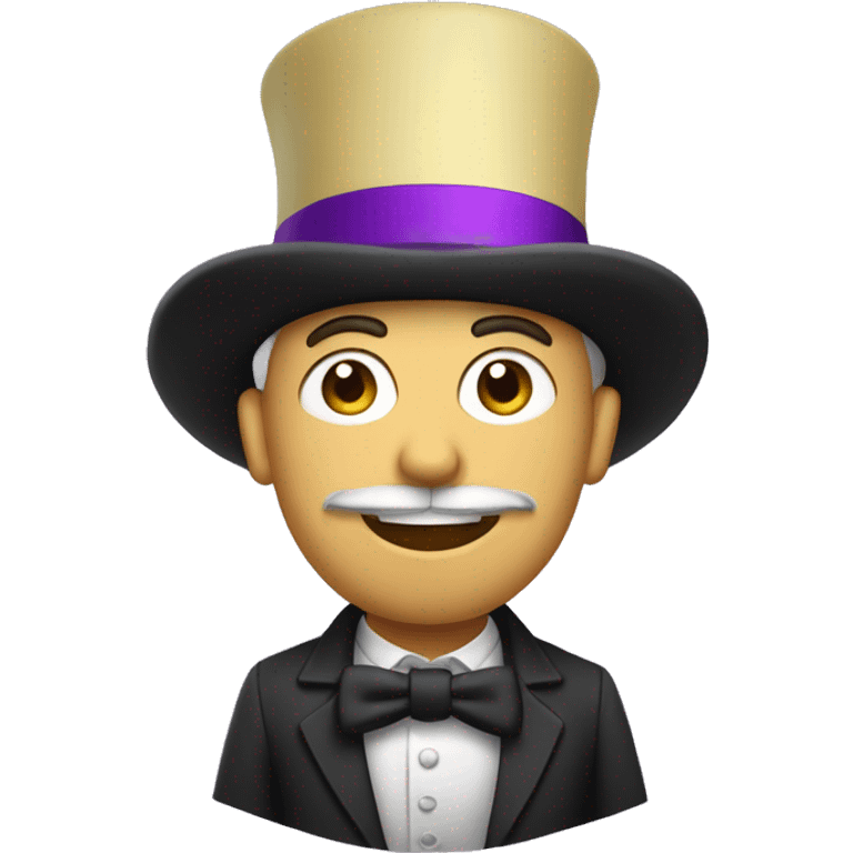 Man holding a leek in his hand, wearing a top hat with a purple band emoji