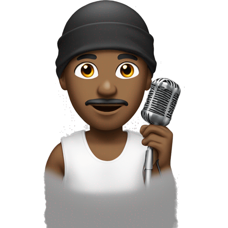 Black male boy with a moustache and chin hair with a durag singing with a microphone  emoji