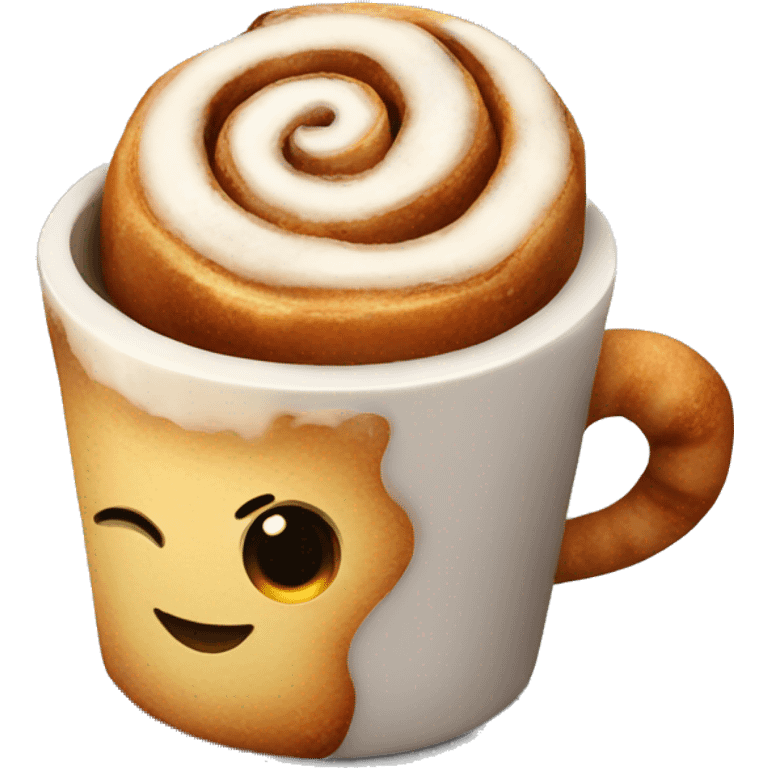 Cinnamon Roll with coffee emoji