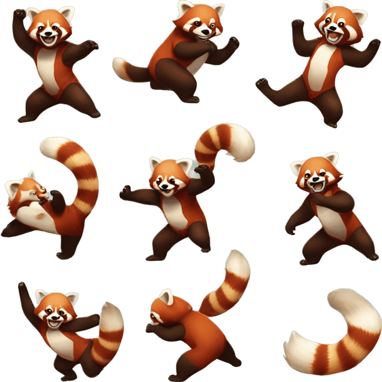 Red Panda juggling the 4 elements from Avatar  emoji