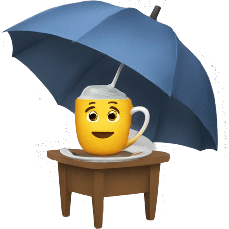 drinking tea in the umbrella emoji