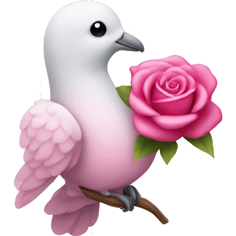 pink dove holding a rose emoji