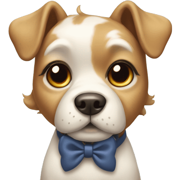 Cute preppy dog with bow on head emoji