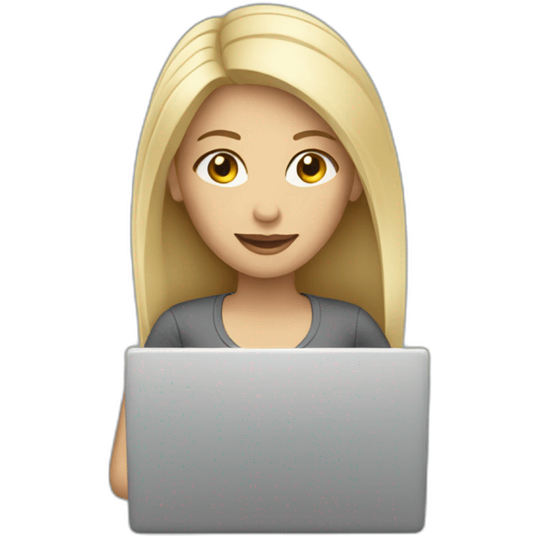 a white blond woman with grey laptop emoji