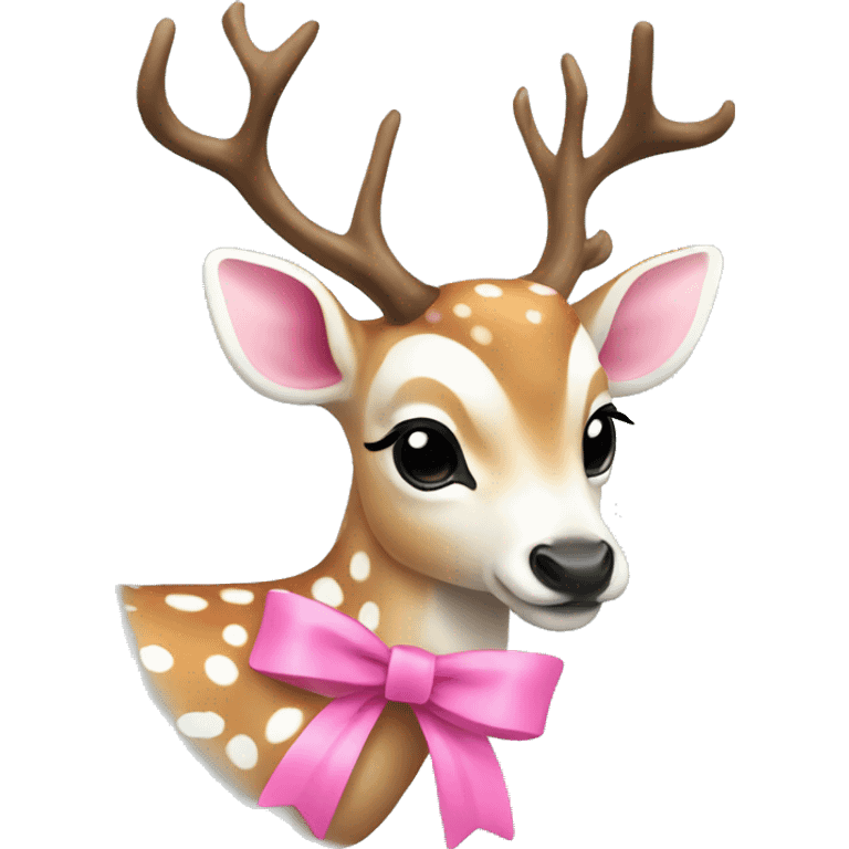 Cute fallow deer with pink bow emoji